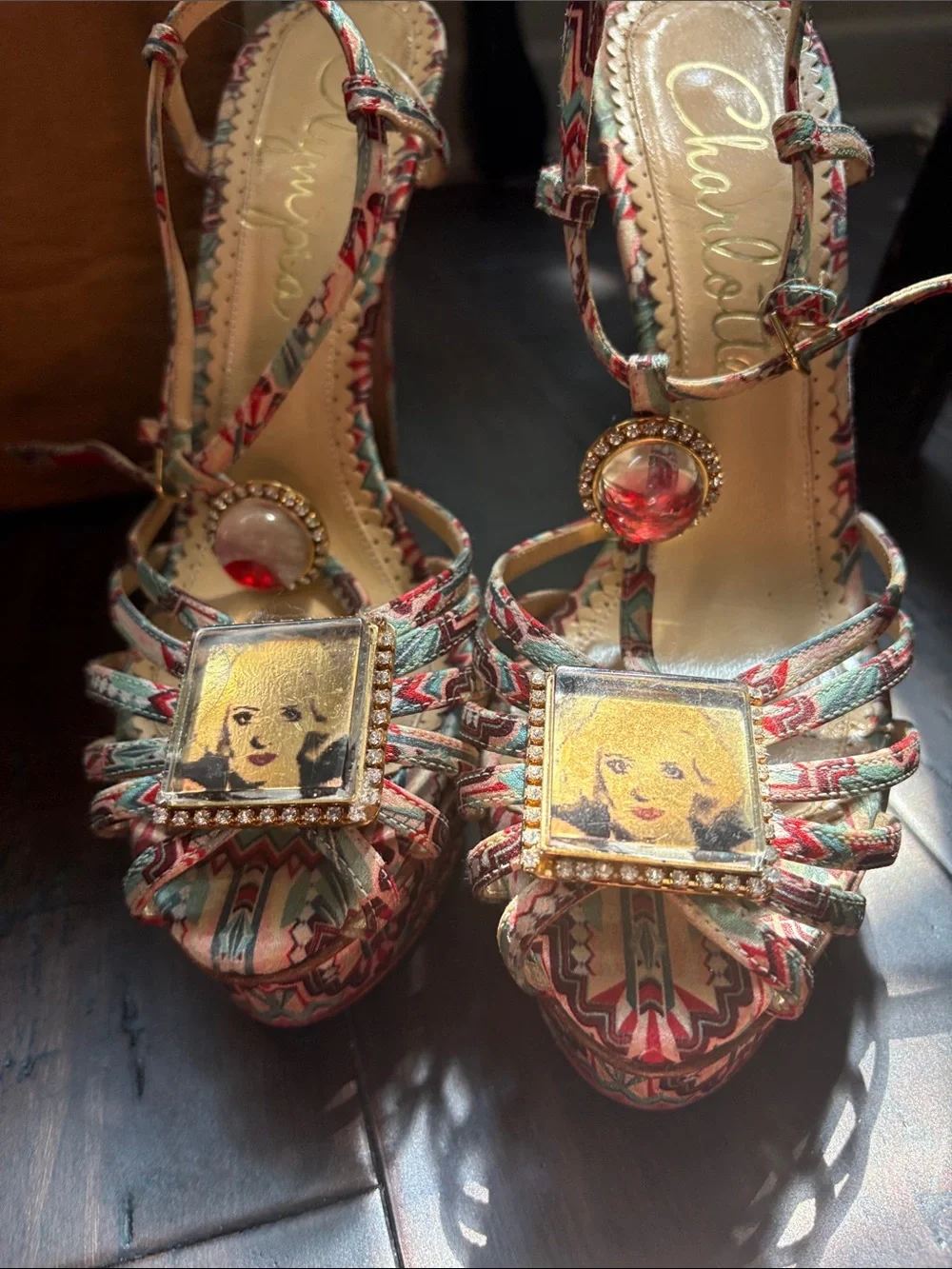 Charlotte Olympia Betty Davis Hollywood Platform Heels - Decorative Gem
